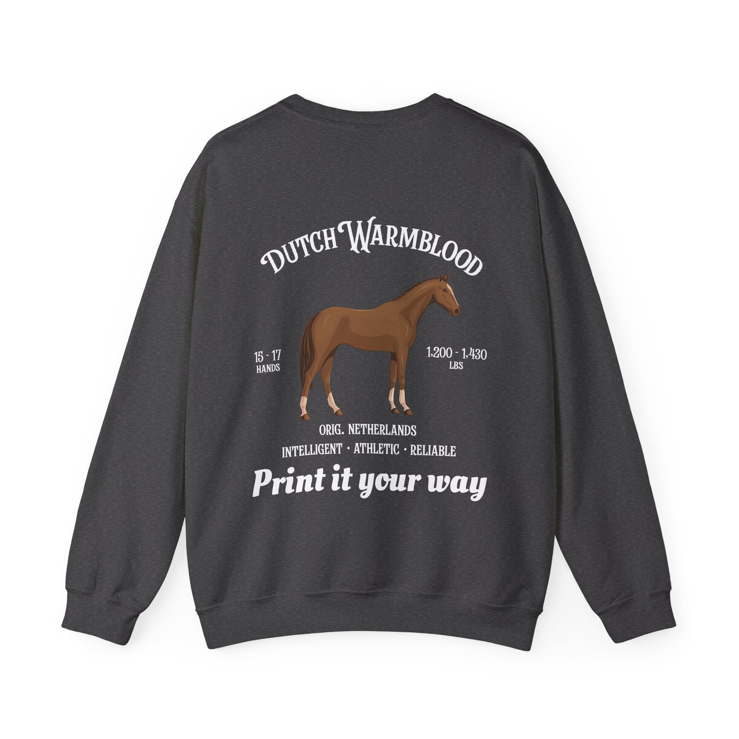 Dutch Warmblood Horse Crewneck Sweatshirt – Equestrian Breed Graphic