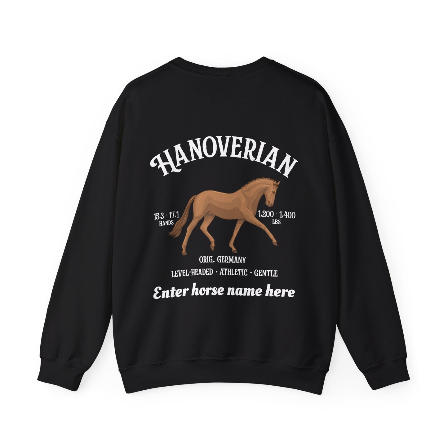 Hanoverian Horse Crewneck Sweatshirt – Personalized Equestrian Sweatshirt
