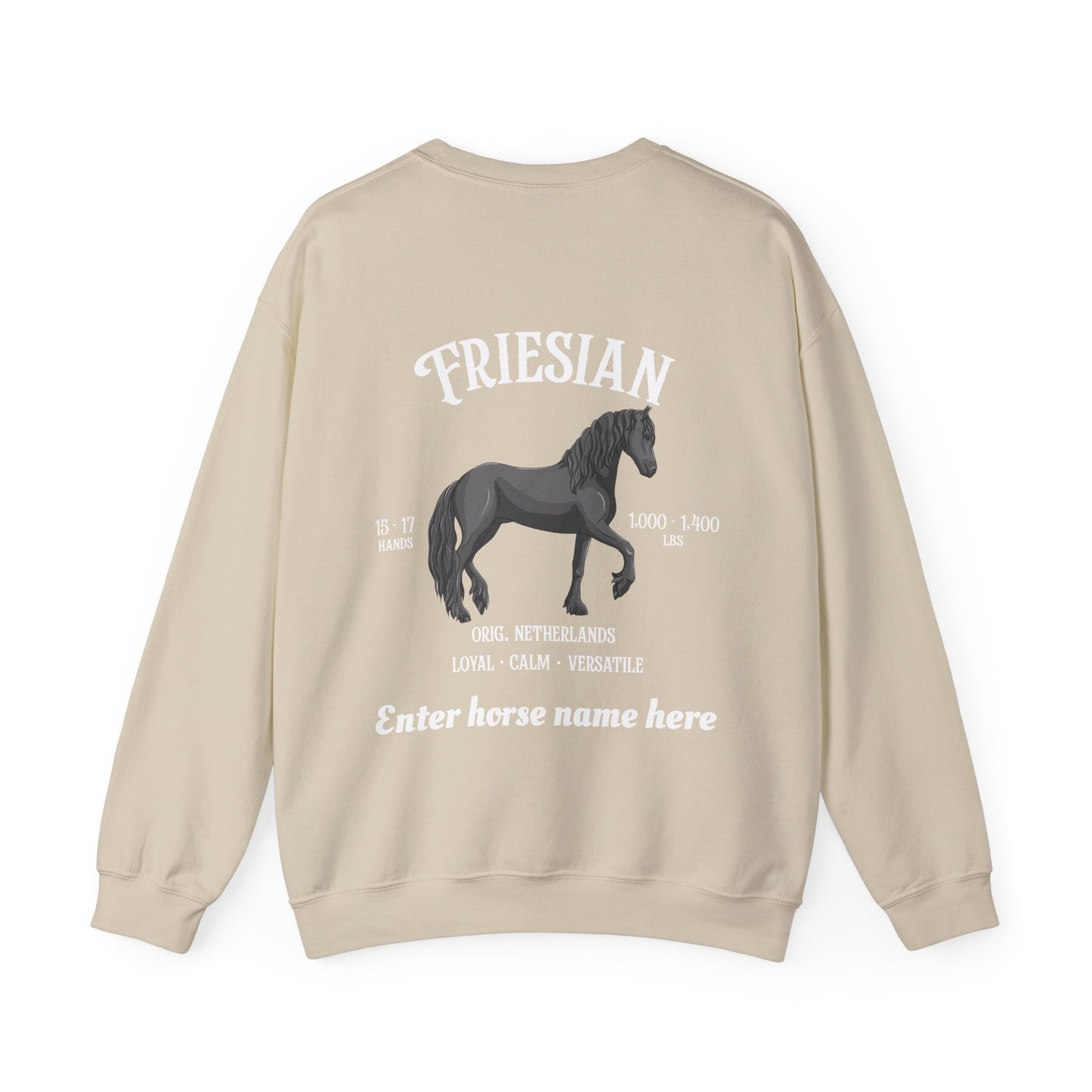 Friesian Horse Crewneck Sweatshirt — Custom Name Personalized Graphic