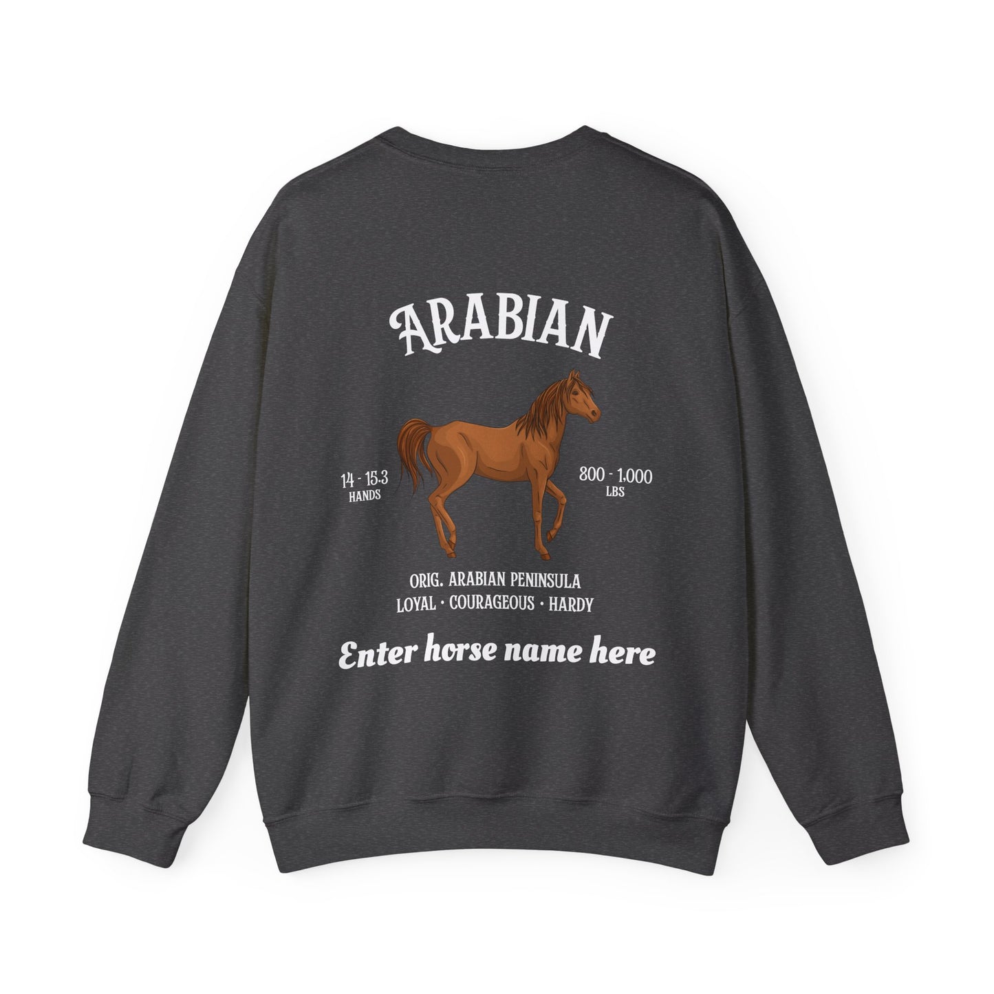 Arabian Horse Crewneck Sweatshirt — Personalized Equestrian Graphic