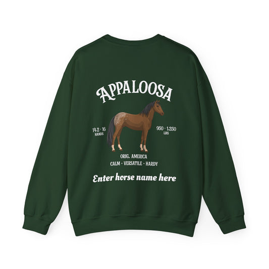 Appaloosa Horse Crewneck Sweatshirt — Personalized Equestrian Graphic