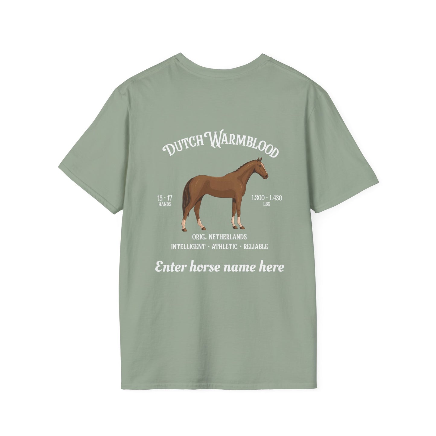 Dutch Warmblood Horse T-Shirt – Custom Name Equestrian Tee