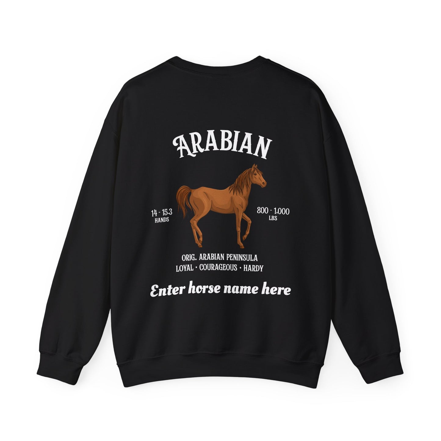 Arabian Horse Crewneck Sweatshirt — Personalized Equestrian Graphic