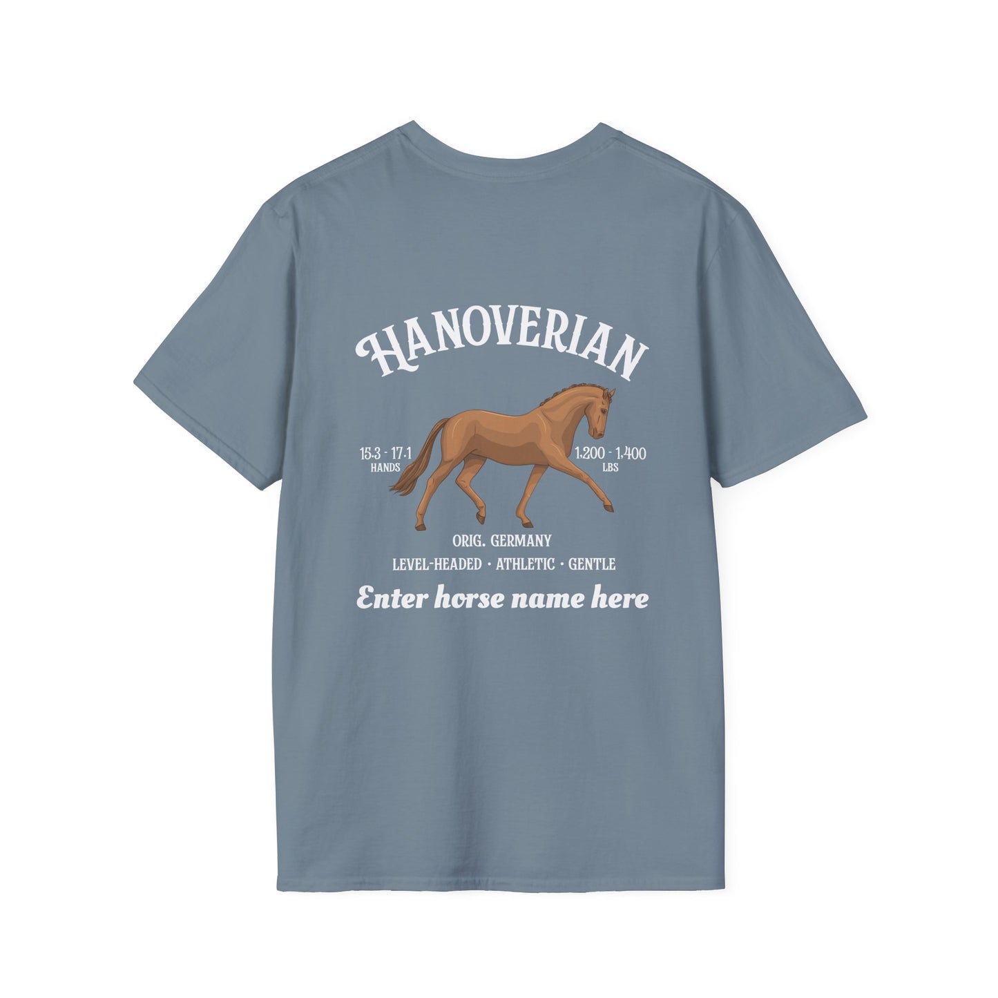 Hanoverian Horse T-Shirt — Custom Name Equestrian Tee