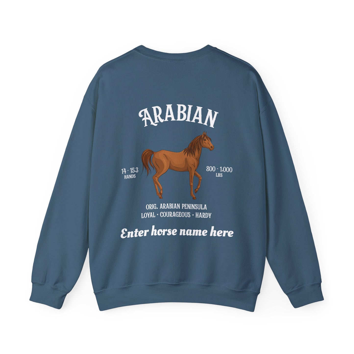 Arabian Horse Crewneck Sweatshirt — Personalized Equestrian Graphic
