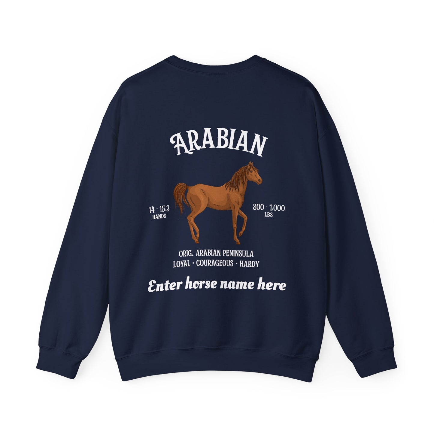 Arabian Horse Crewneck Sweatshirt — Personalized Equestrian Graphic