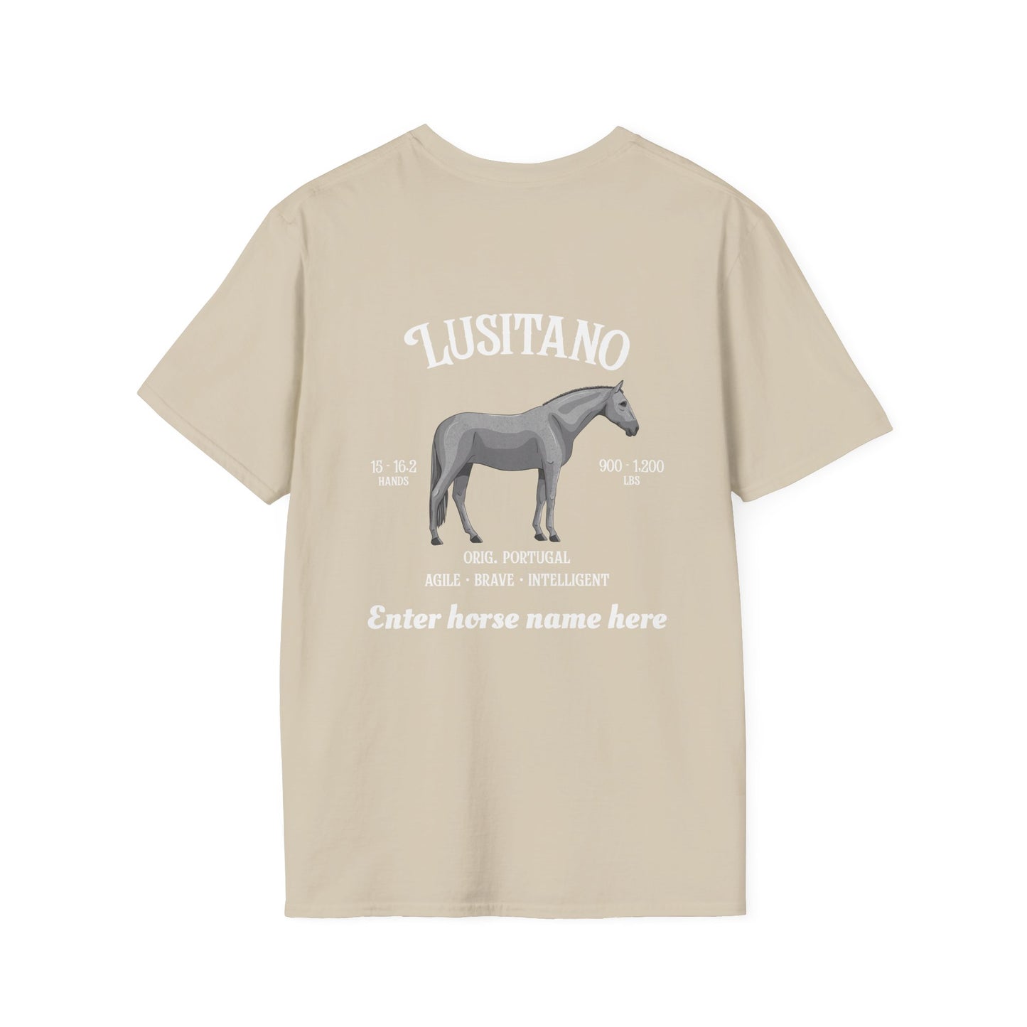 Lusitano Horse T-Shirt — Custom Name Equestrian Tee