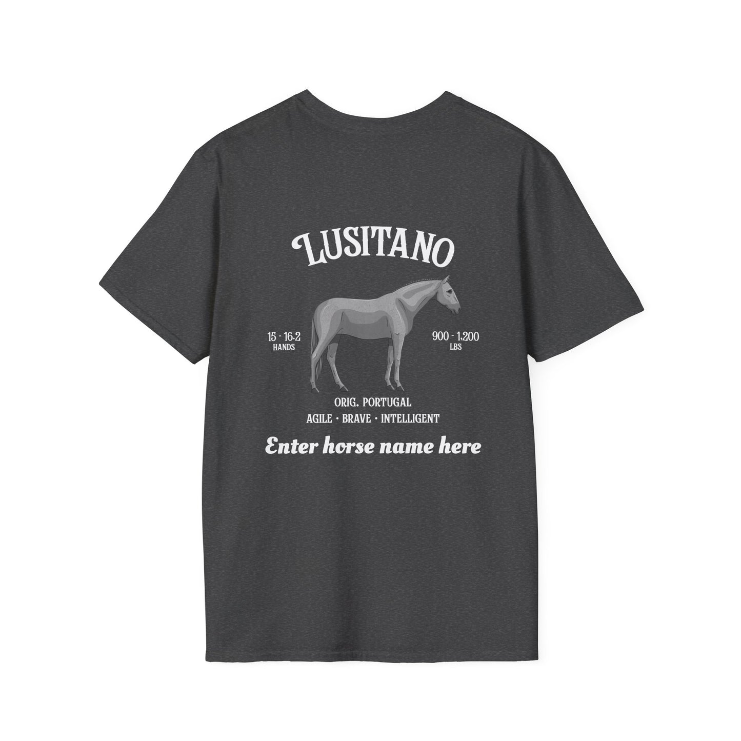 Lusitano Horse T-Shirt — Custom Name Equestrian Tee