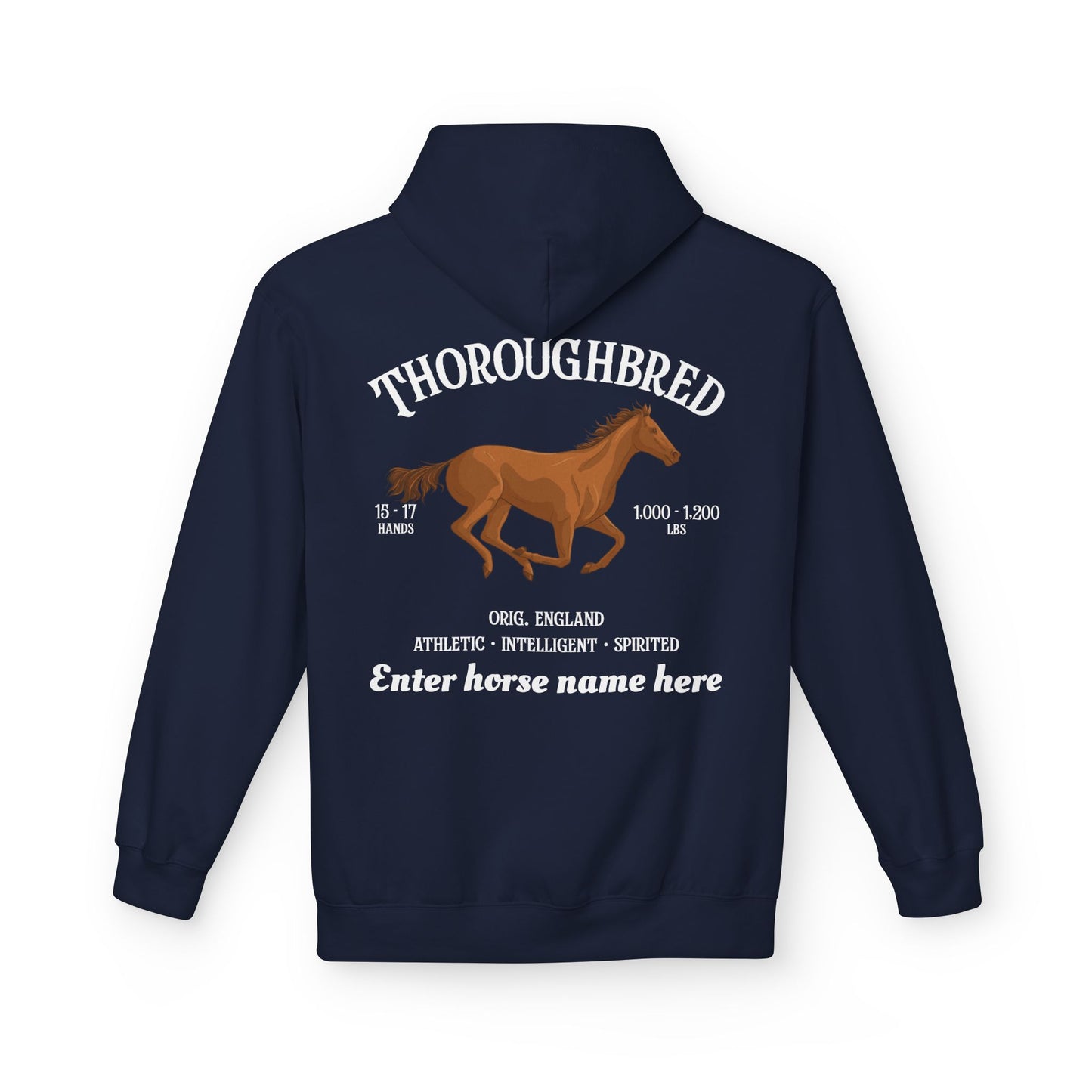 Thoroughbred Horse Hoodie — Personalized Pullover