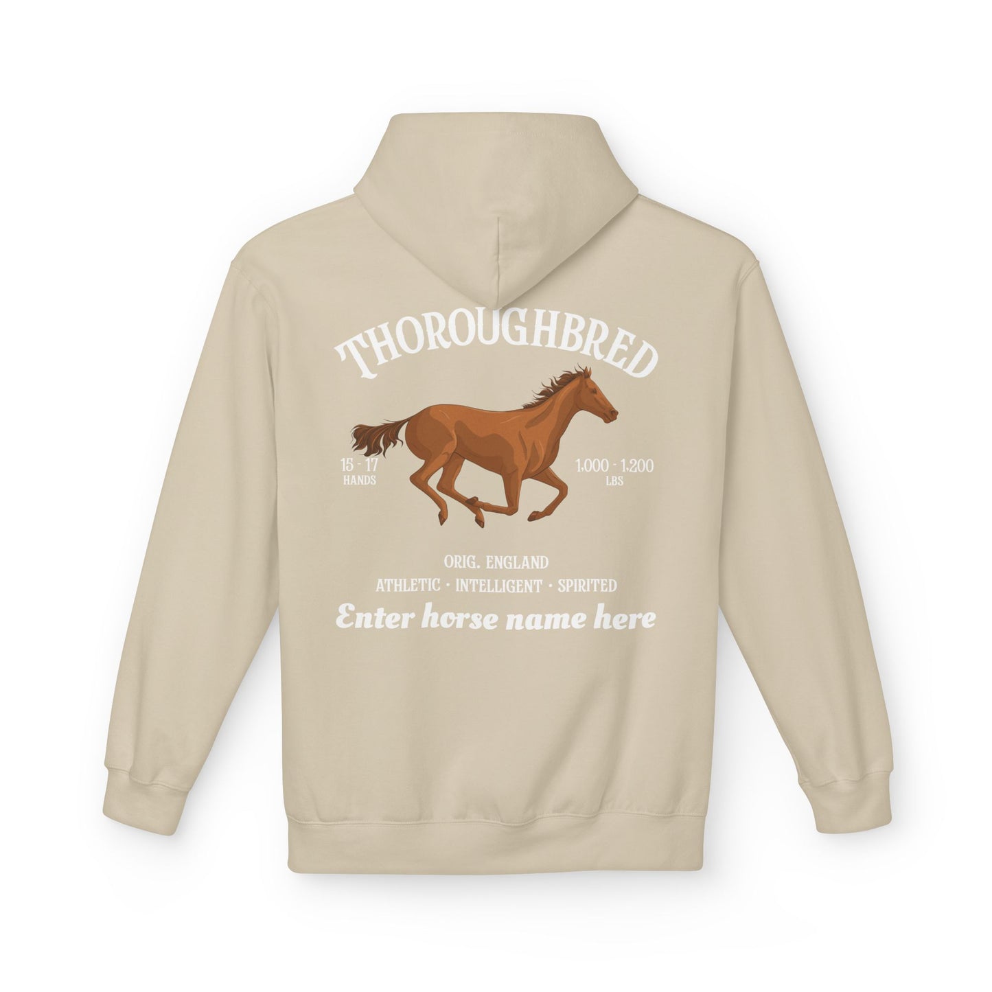 Thoroughbred Horse Hoodie — Personalized Pullover