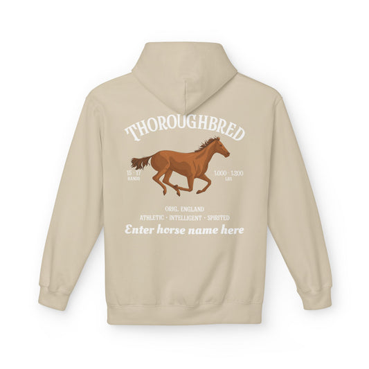 Thoroughbred Horse Hoodie — Personalized Pullover