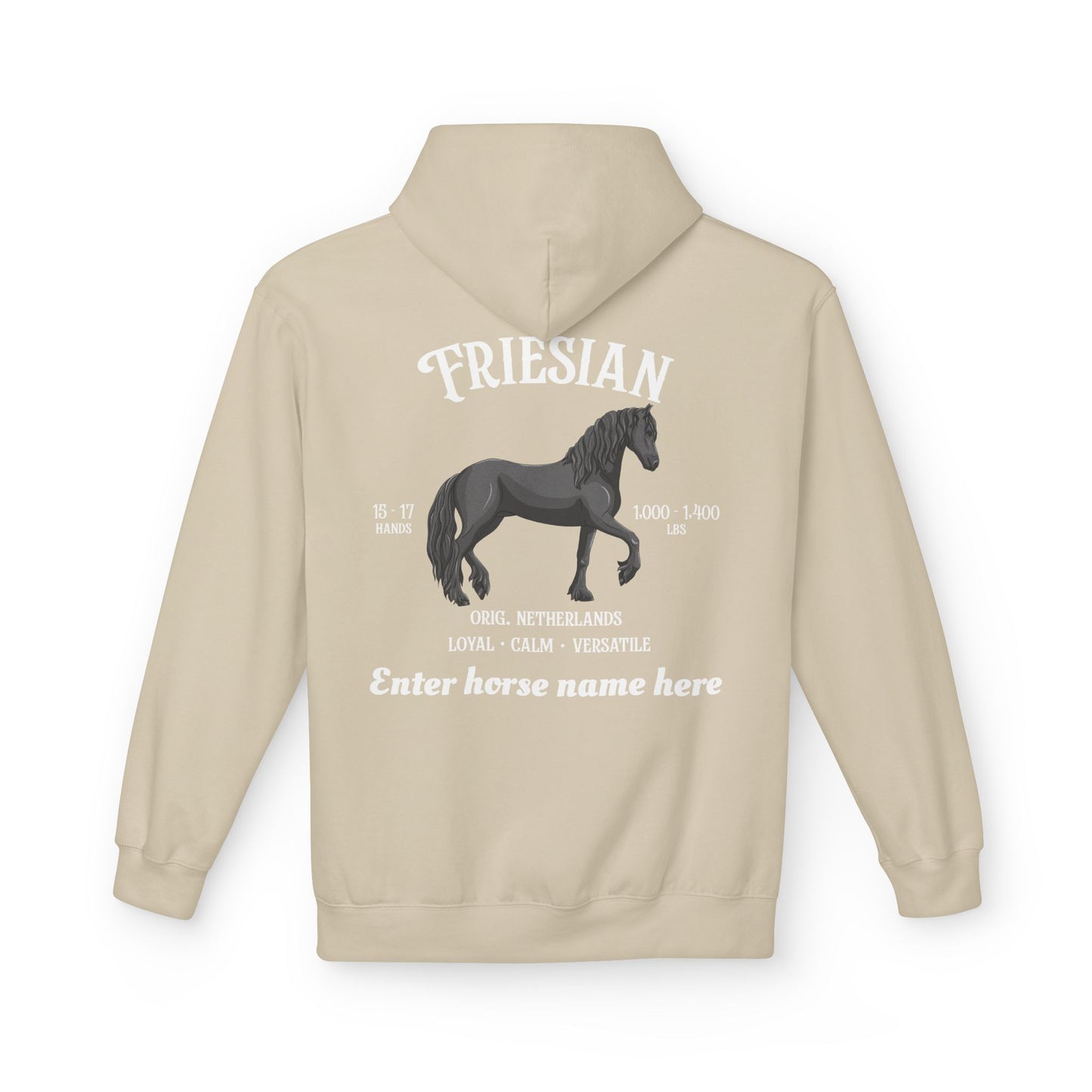 Friesian Horse Hoodie — Custom Name Personalized Equestrian Gift