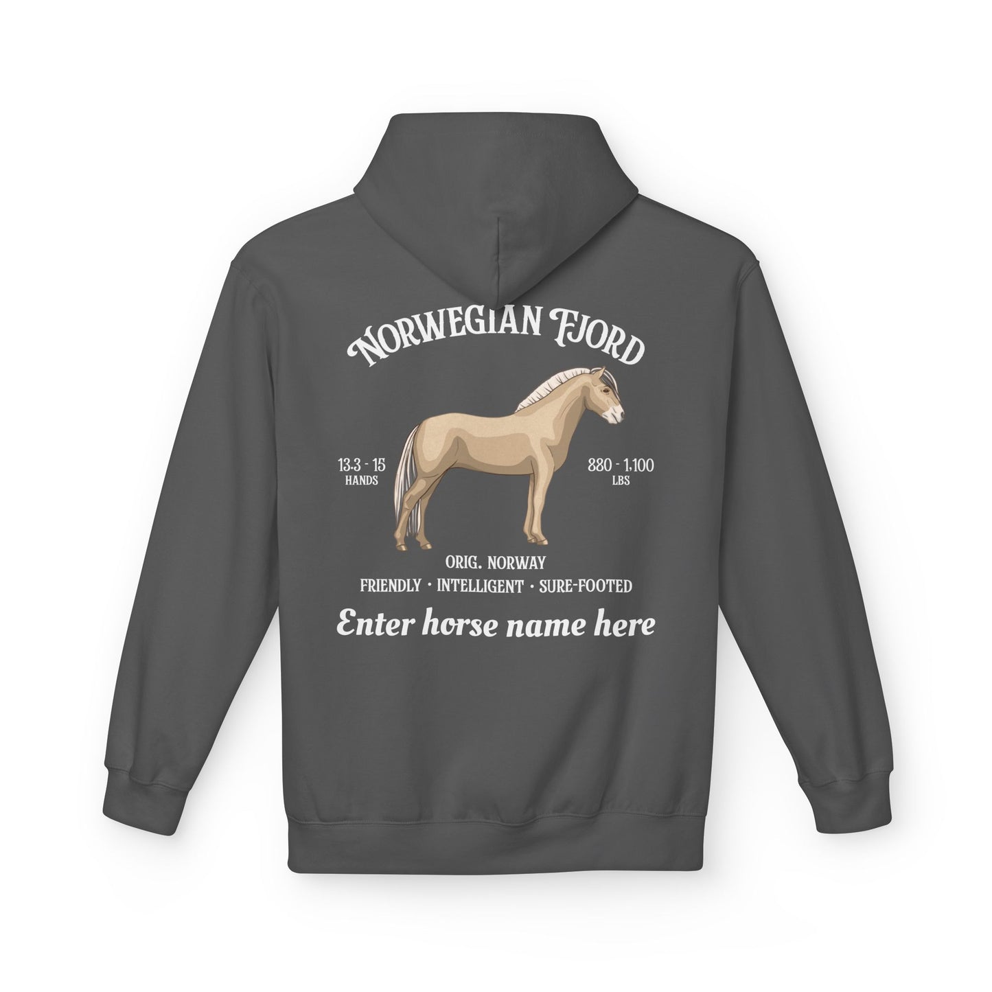 Norwegian Fjord Horse Hoodie — Custom Name, Breed Info Equestrian Pullover