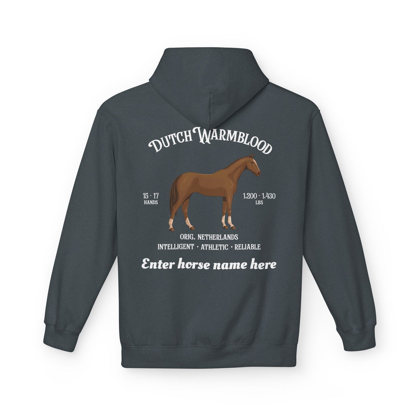 Dutch Warmblood Horse Hoodie — Custom Name Equestrian Sweatshirt