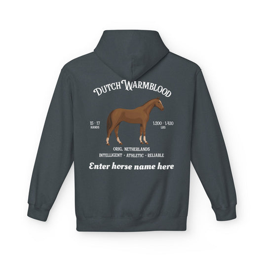 Dutch Warmblood Horse Hoodie — Custom Name Equestrian Sweatshirt