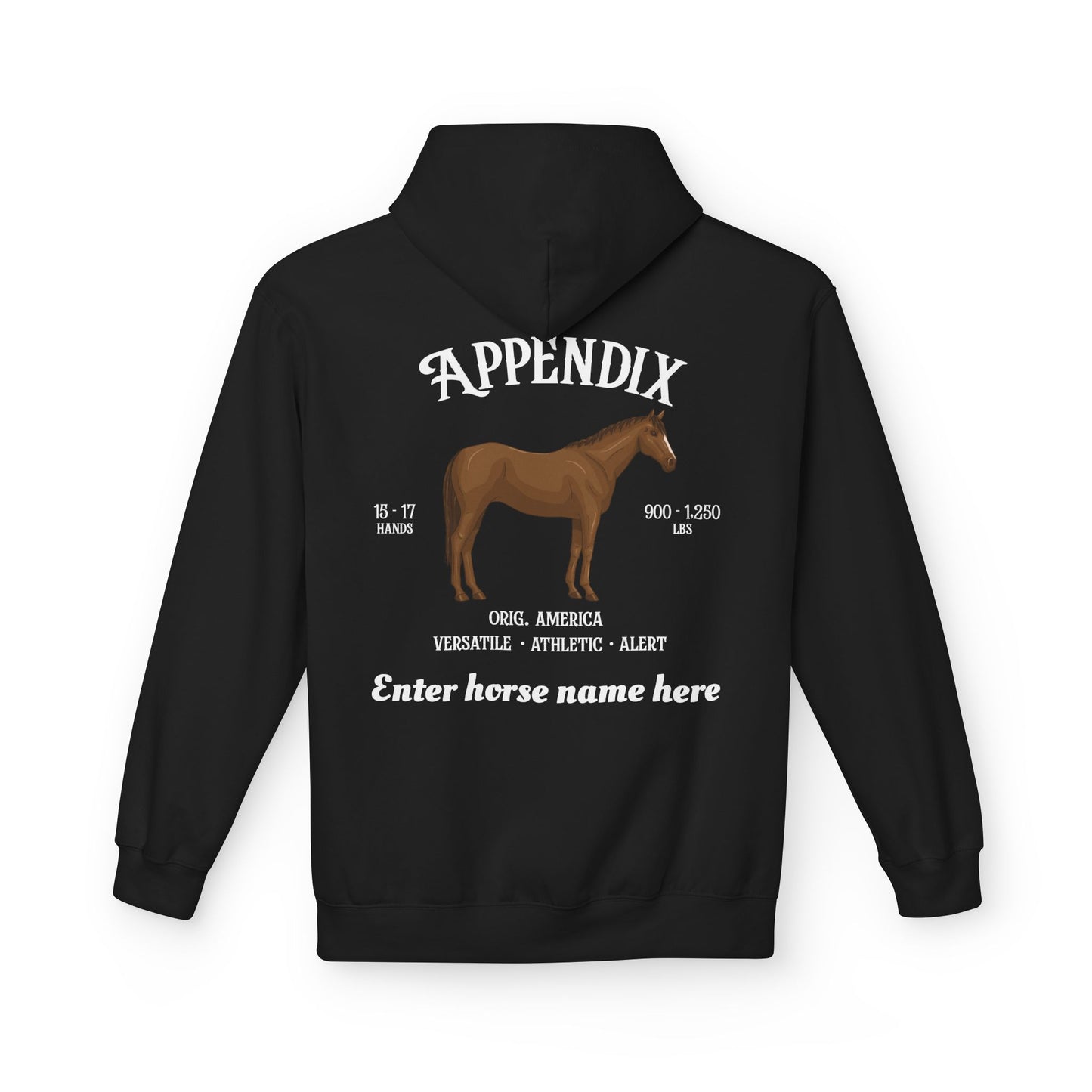 Appendix Horse Breed Hoodie — Personalized Horse Name Pullover