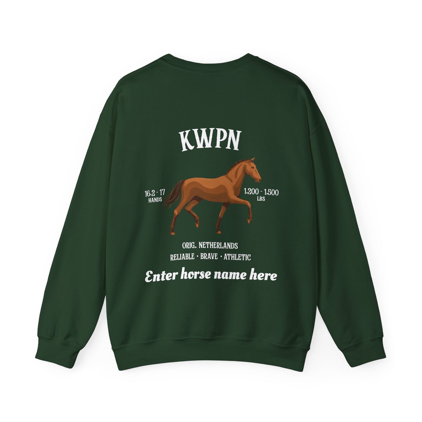 KWPN Horse Crewneck Sweatshirt — Customizable Back Design