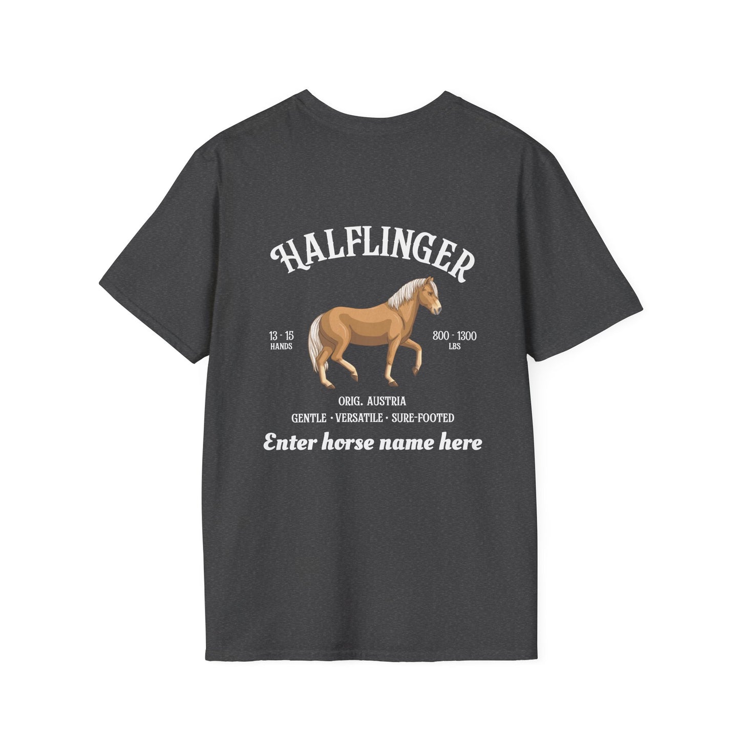Halflinger Horse T-Shirt — Customizable Back Print