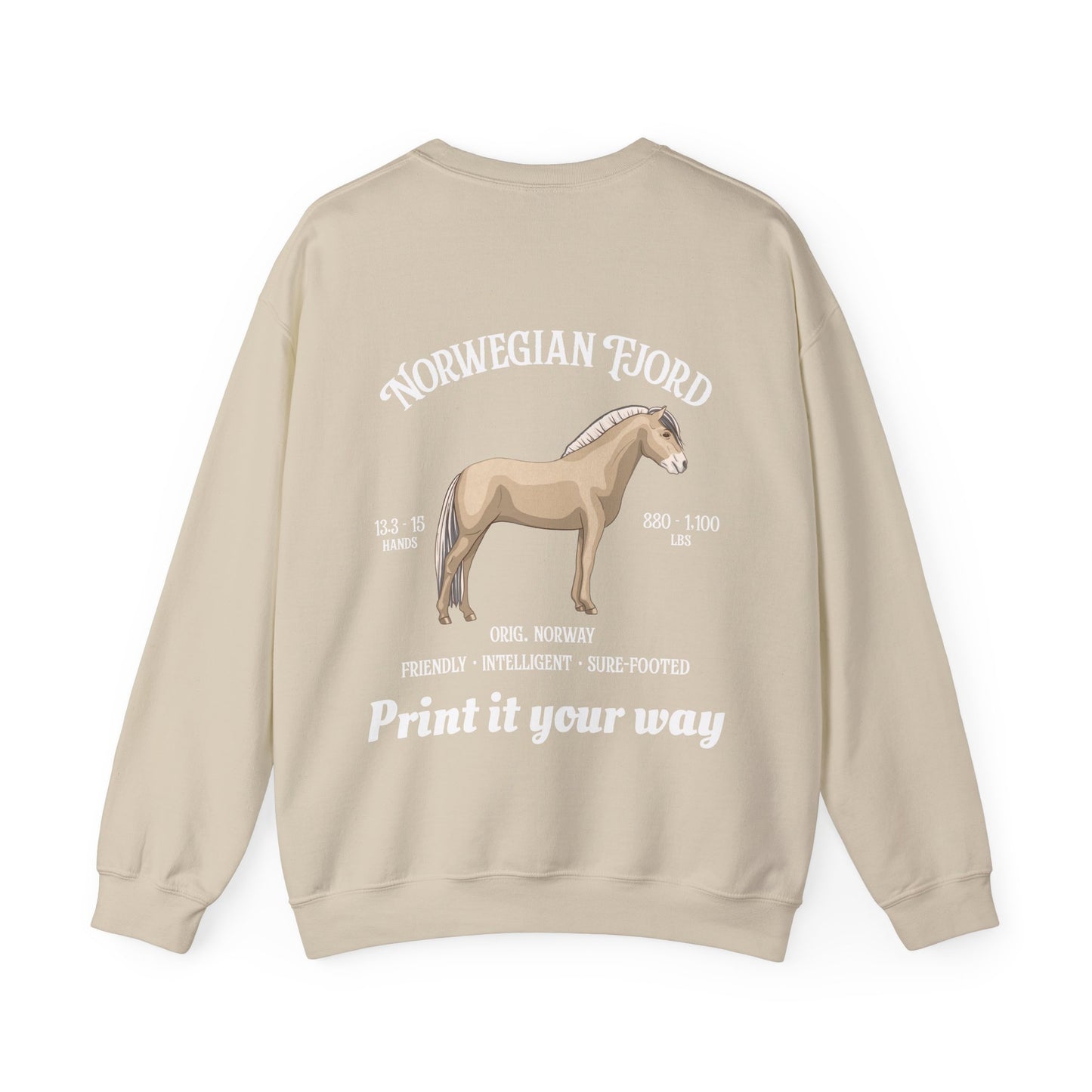 Norwegian Fjord Horse Crewneck Sweatshirt – Personalized Graphic
