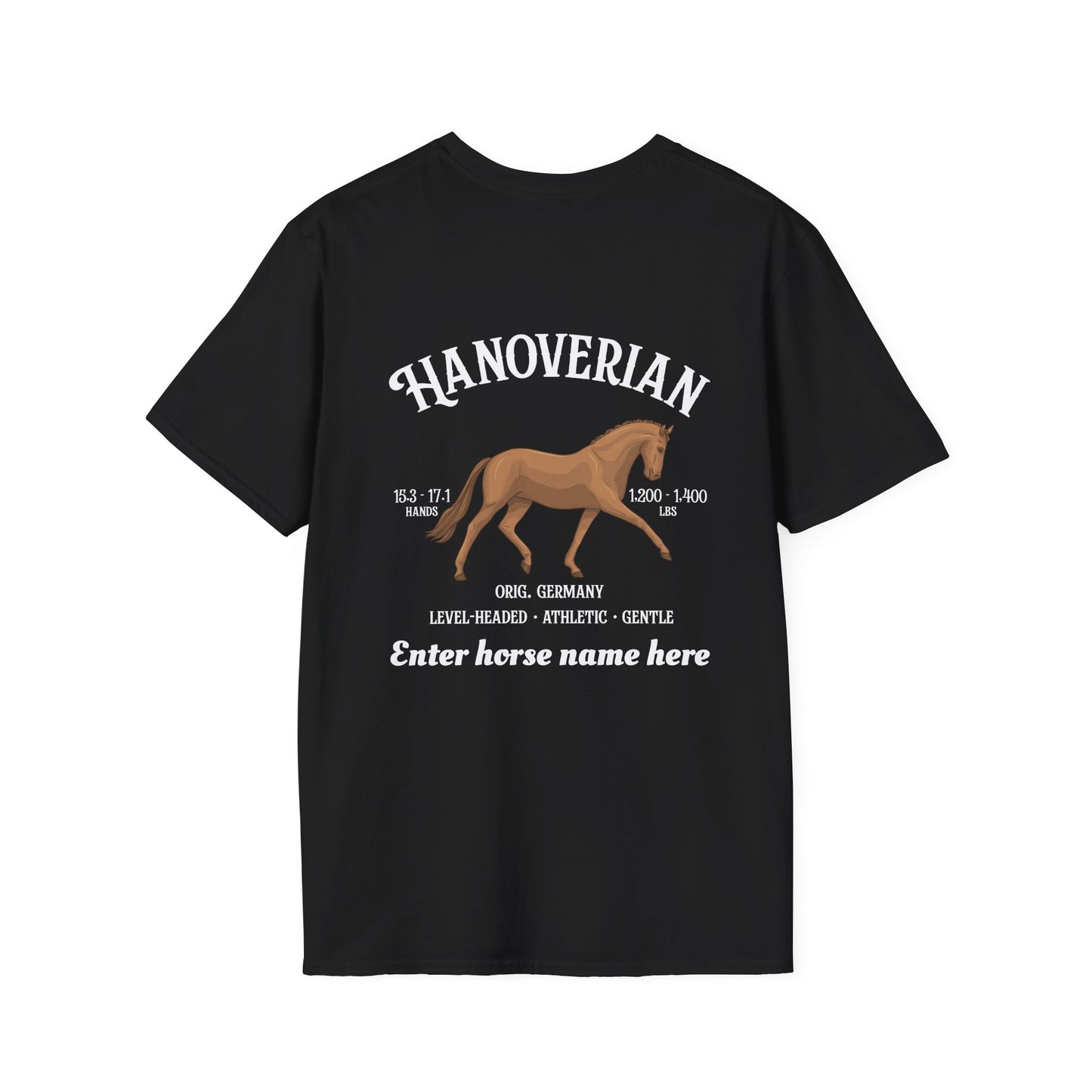 Hanoverian Horse T-Shirt — Custom Name Equestrian Tee