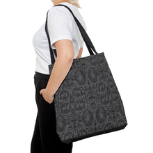 Load image into Gallery viewer, Damask Inspired Dressage Black Tote Bag
