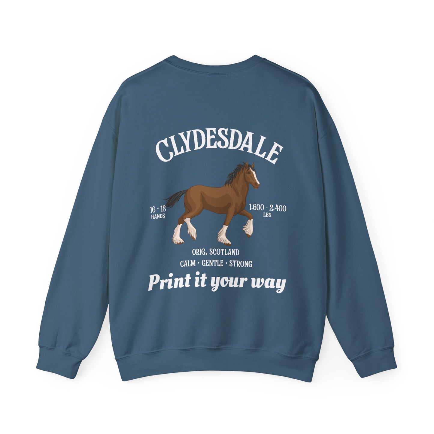 Clydesdale Horse Crewneck Sweatshirt — Personalized Riding Apparel