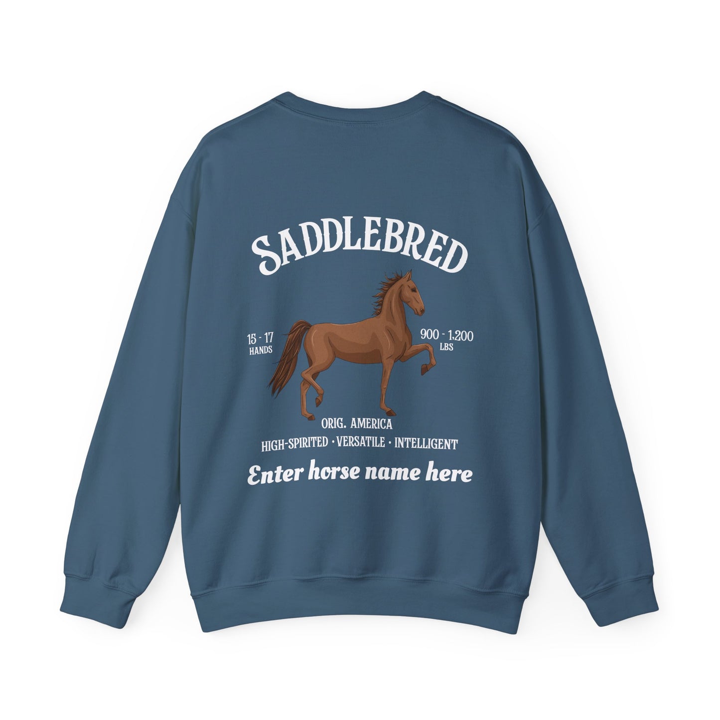 Saddlebred Horse Crewneck Sweatshirt — Customizable Equestrian Pullover