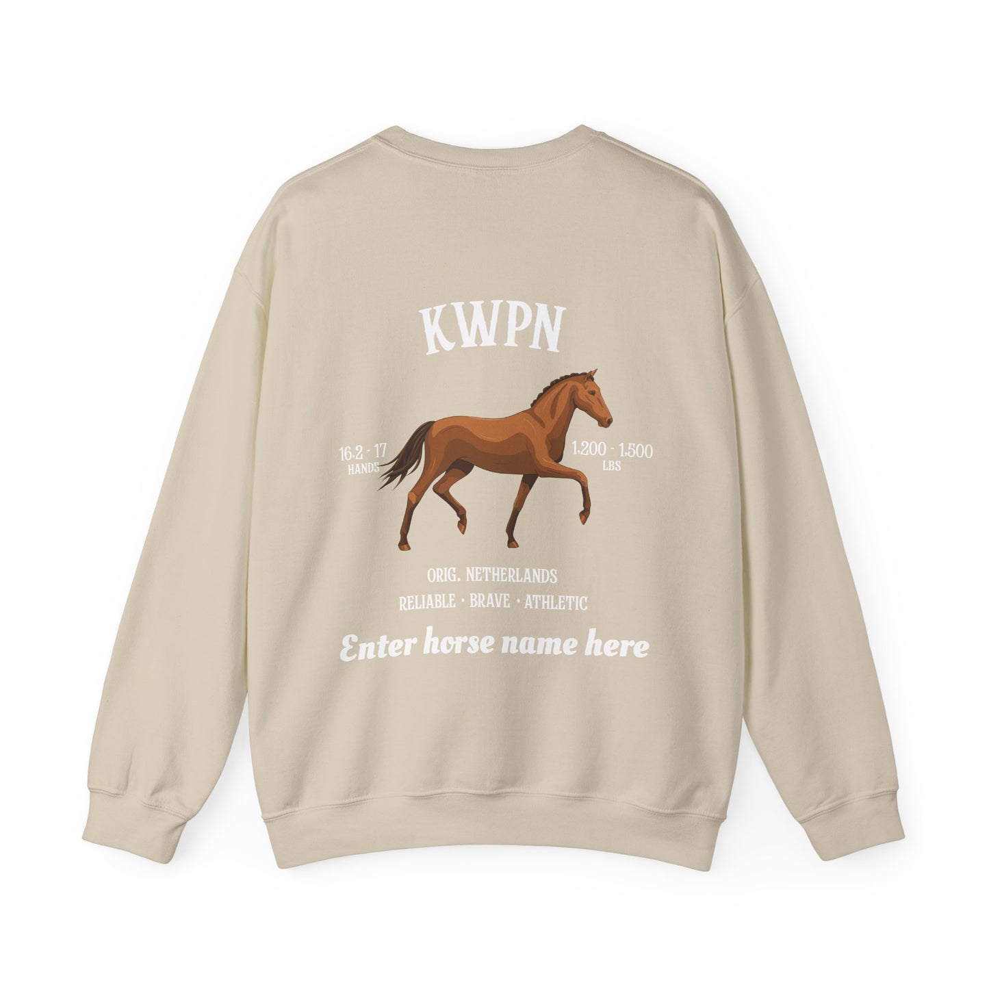 KWPN Horse Crewneck Sweatshirt — Customizable Back Design