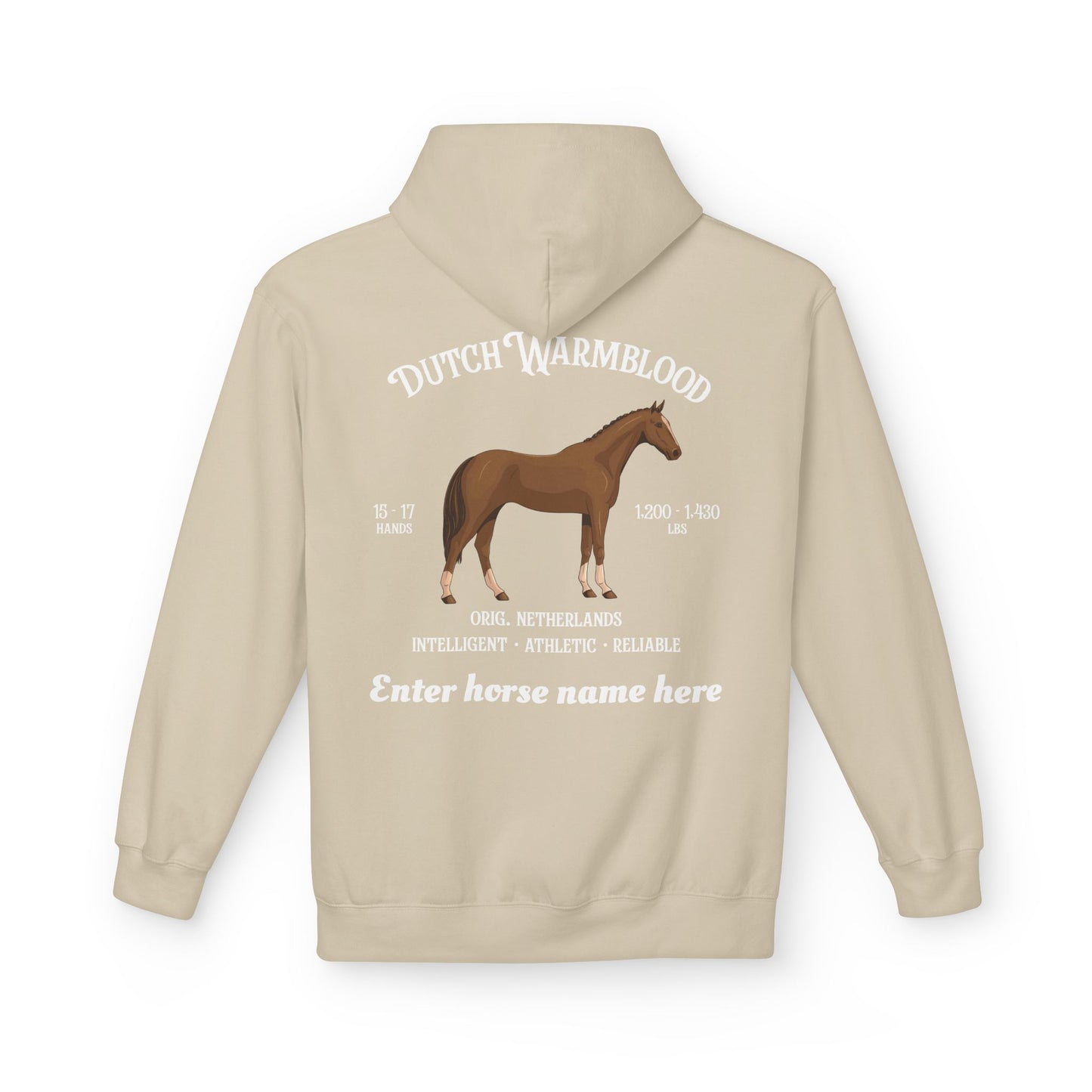 Dutch Warmblood Horse Hoodie — Custom Name Equestrian Sweatshirt