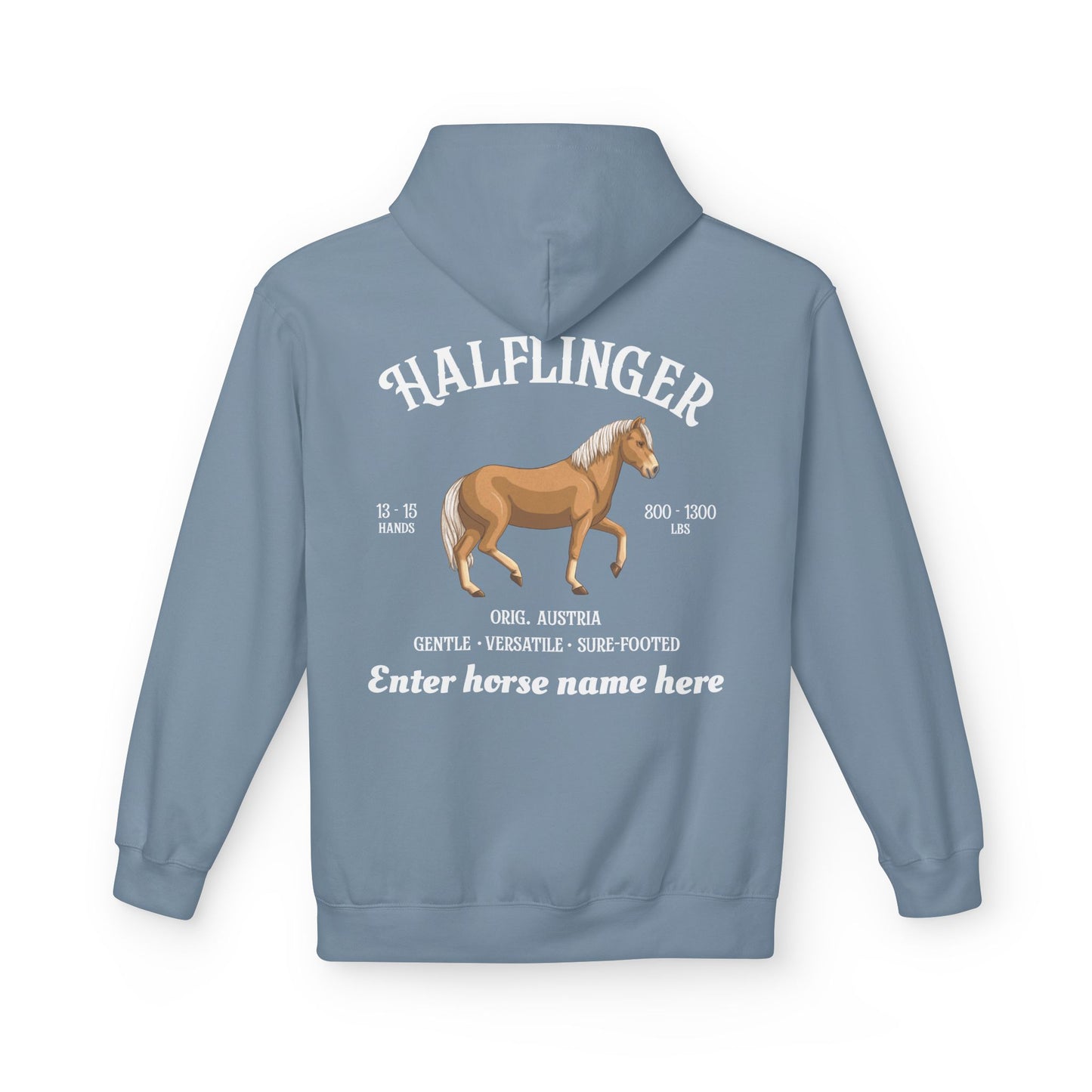 Haflinger Horse Hoodie — Custom Name Personalized Equestrian Sweatshirt