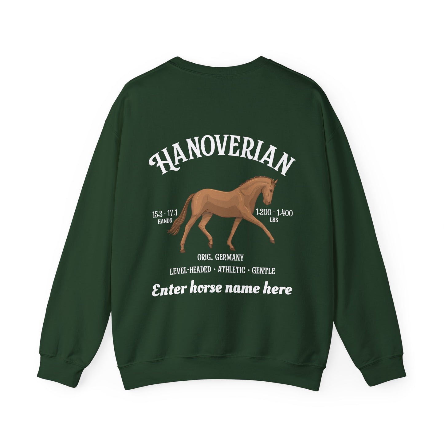 Hanoverian Horse Crewneck Sweatshirt – Personalized Equestrian Sweatshirt