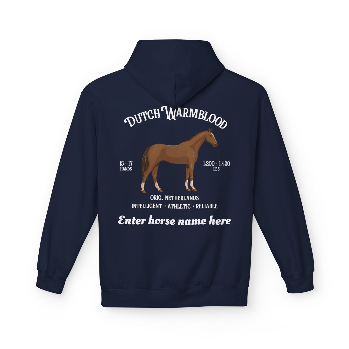 Dutch Warmblood Horse Hoodie — Custom Name Equestrian Sweatshirt