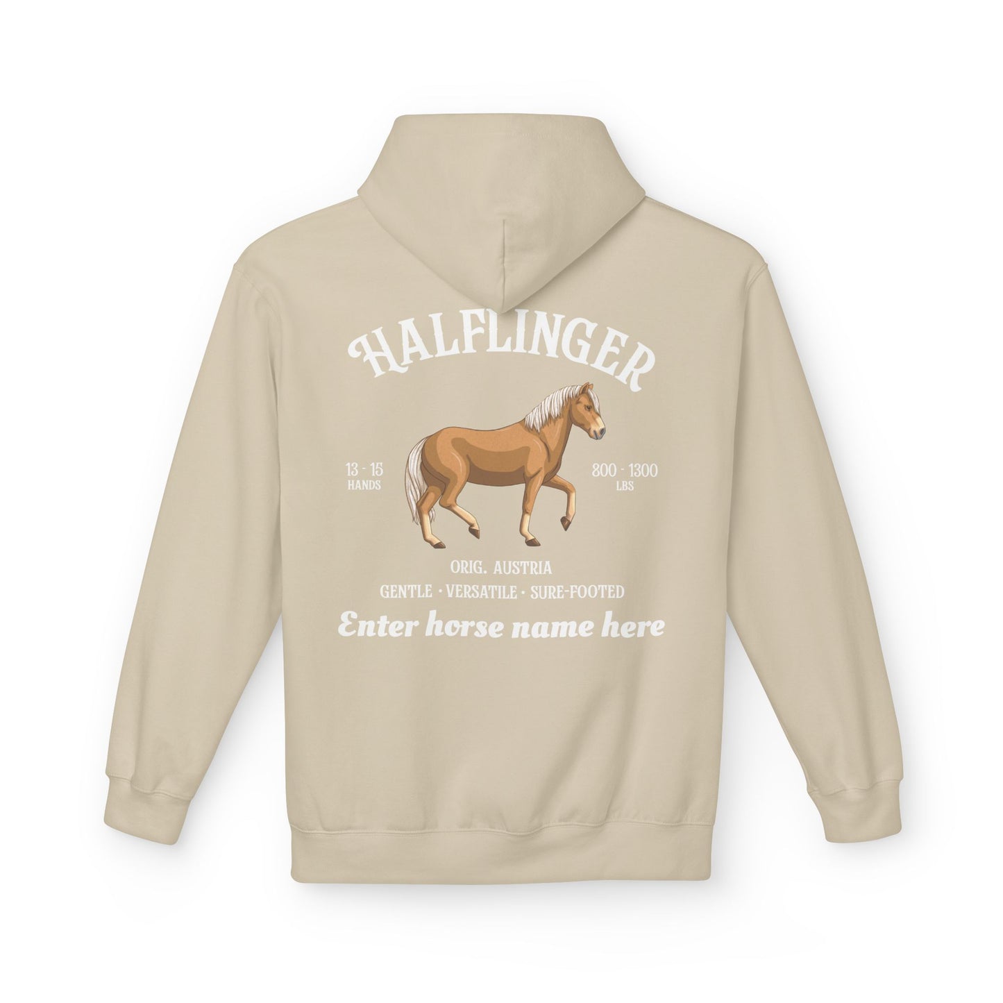 Haflinger Horse Hoodie — Custom Name Personalized Equestrian Sweatshirt