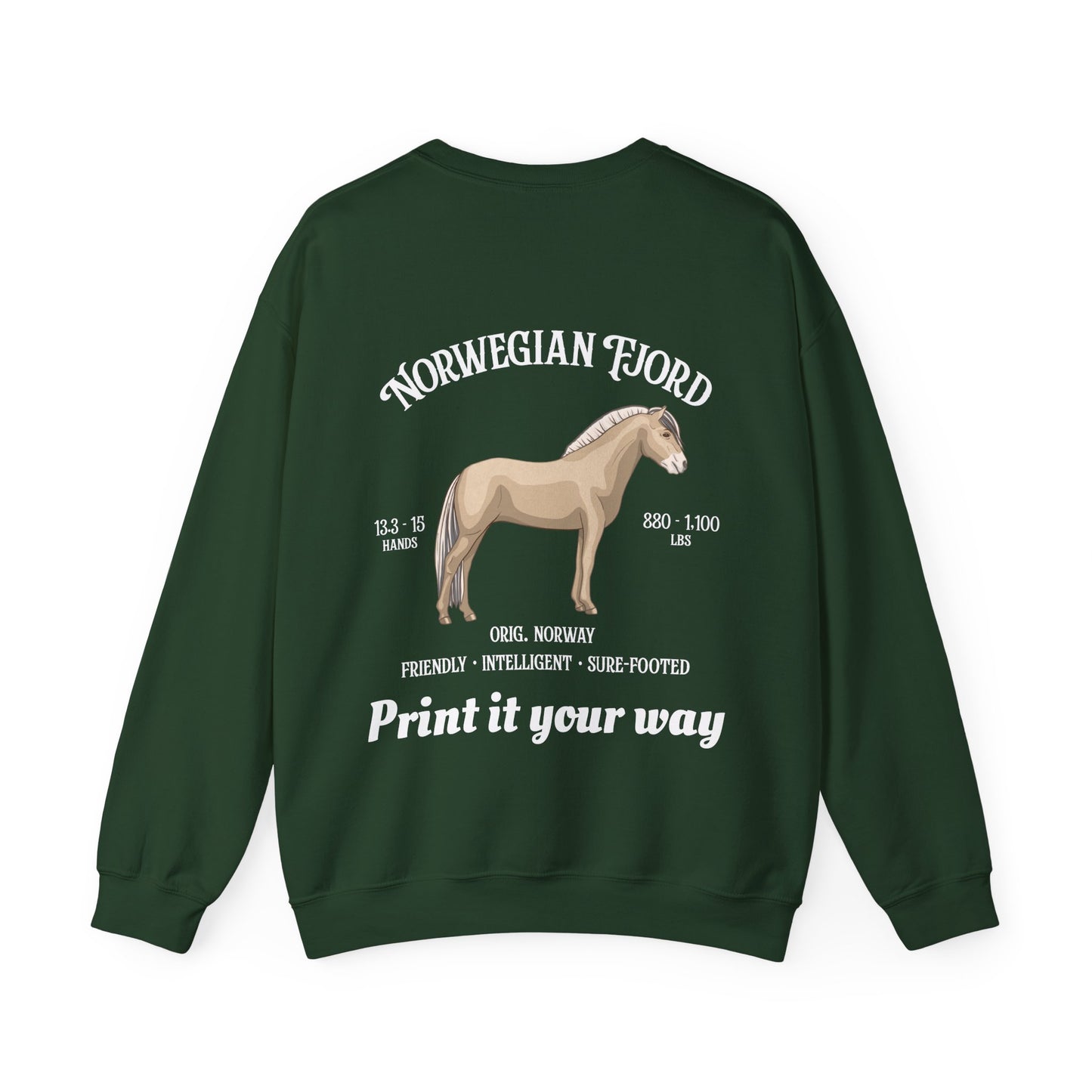 Norwegian Fjord Horse Crewneck Sweatshirt – Personalized Graphic