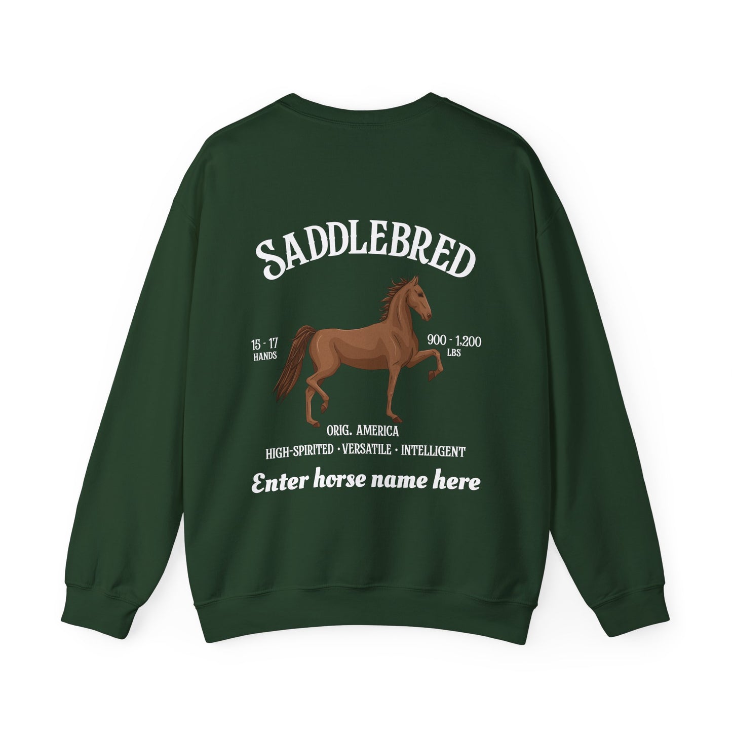 Saddlebred Horse Crewneck Sweatshirt — Customizable Equestrian Pullover