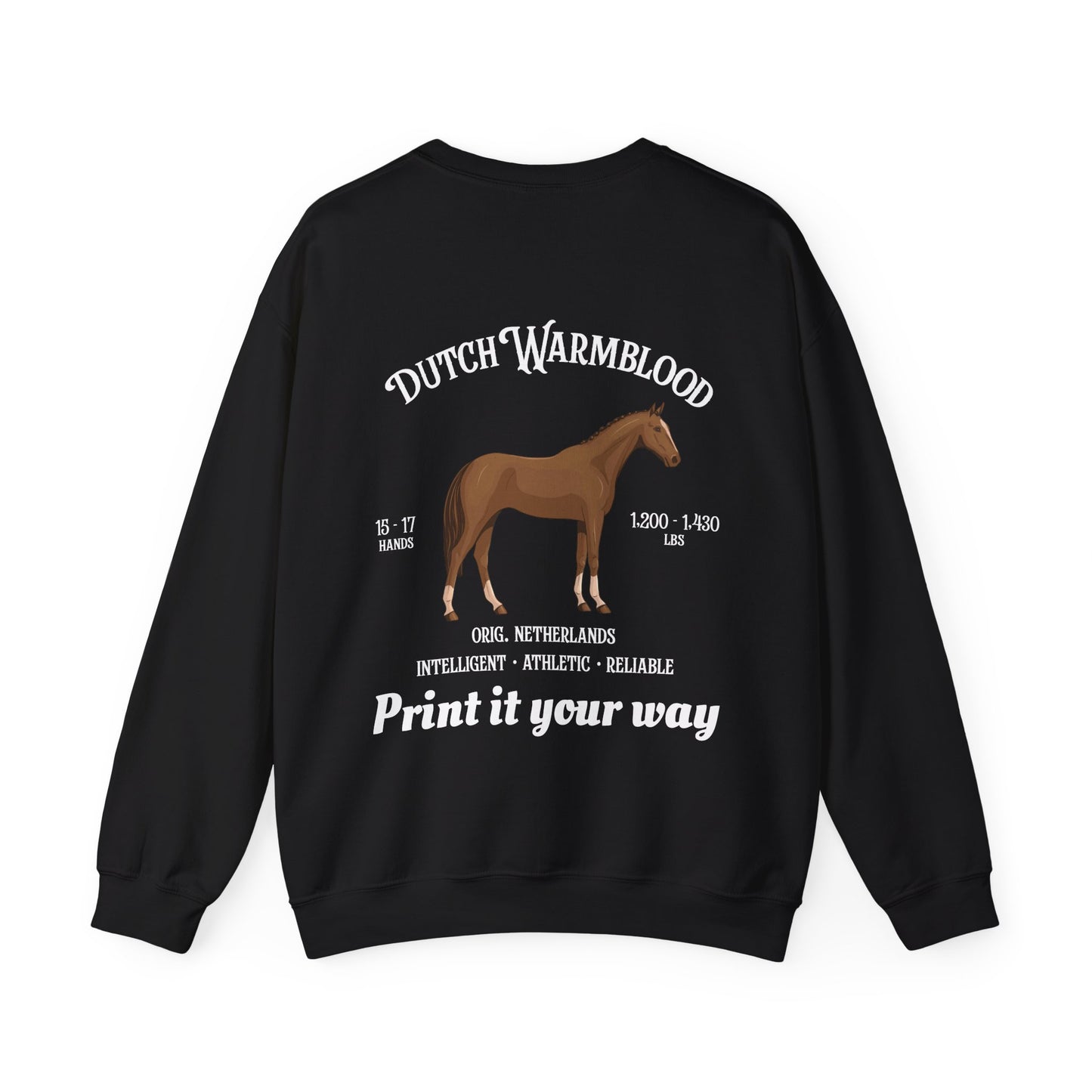 Dutch Warmblood Horse Crewneck Sweatshirt – Equestrian Breed Graphic
