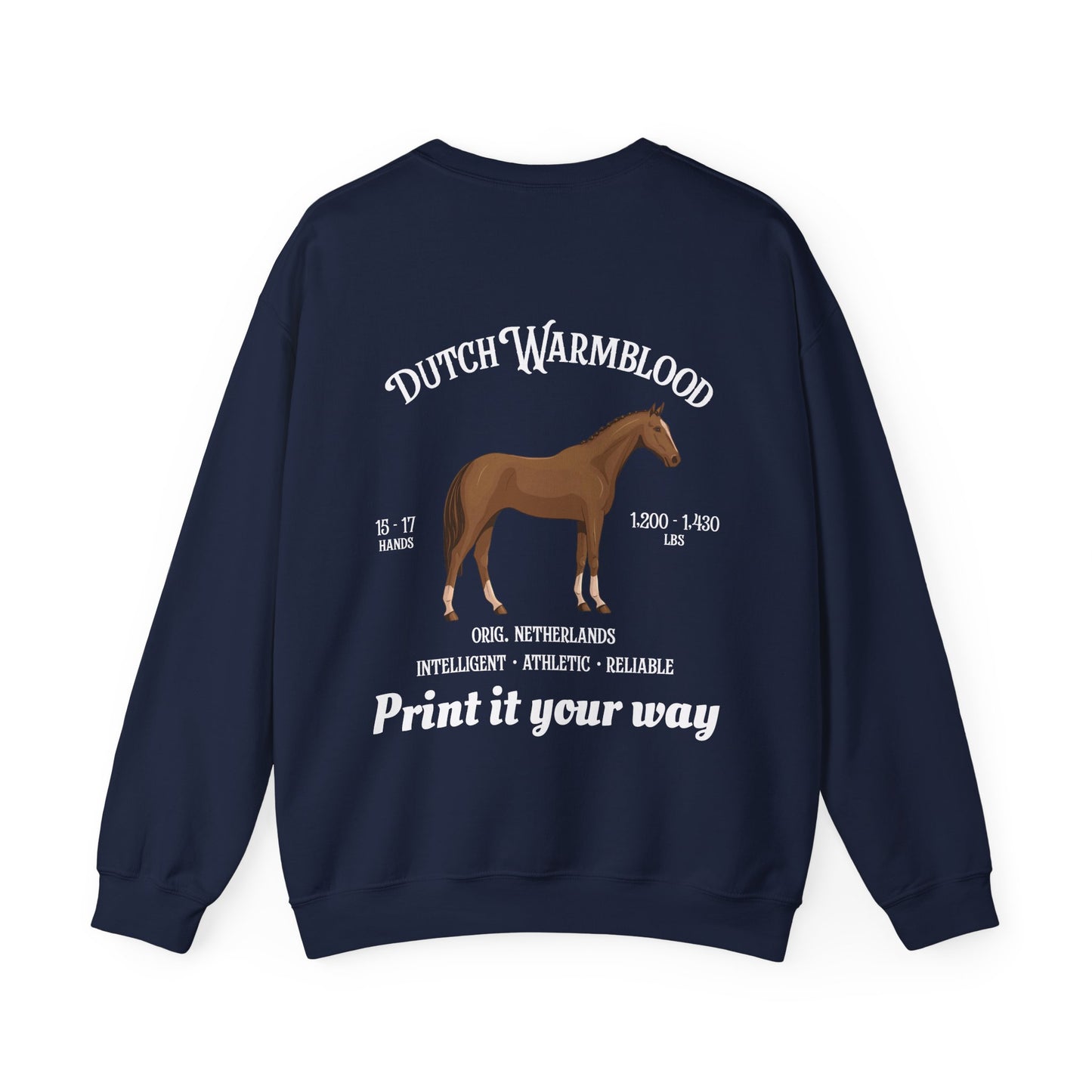 Dutch Warmblood Horse Crewneck Sweatshirt – Equestrian Breed Graphic