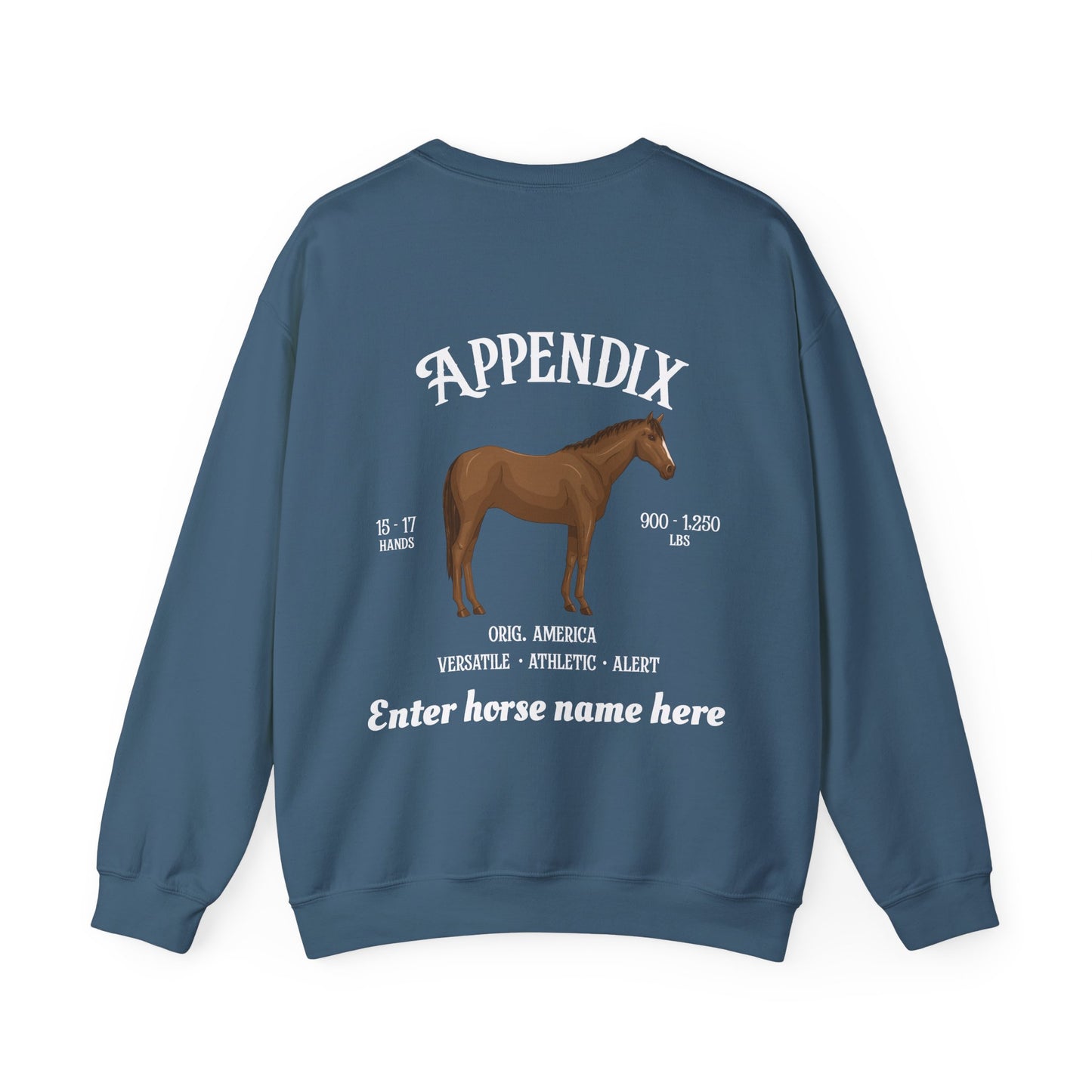 Appendix Horse Crewneck Sweatshirt — Custom Name Equestrian Sweatshirt