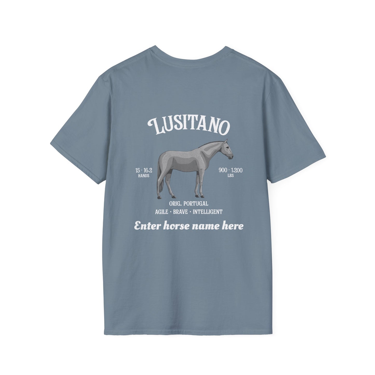 Lusitano Horse T-Shirt — Custom Name Equestrian Tee
