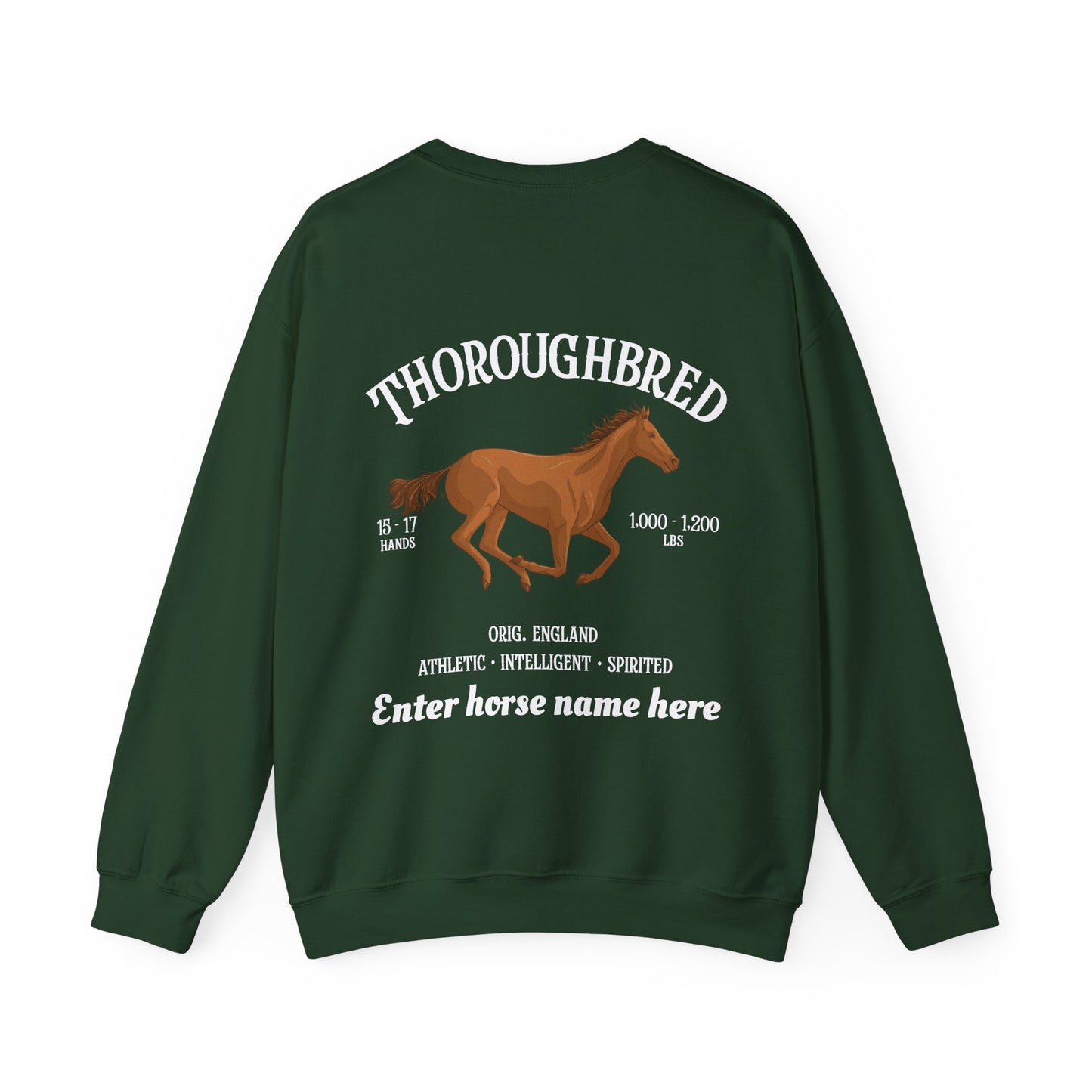 Thoroughbred Horse Crewneck Sweatshirt — Personalized Sweatshirt