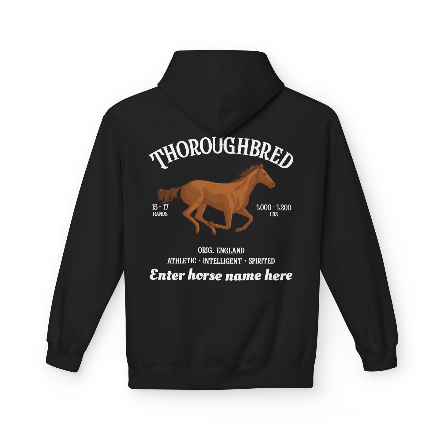 Thoroughbred Horse Hoodie — Personalized Pullover