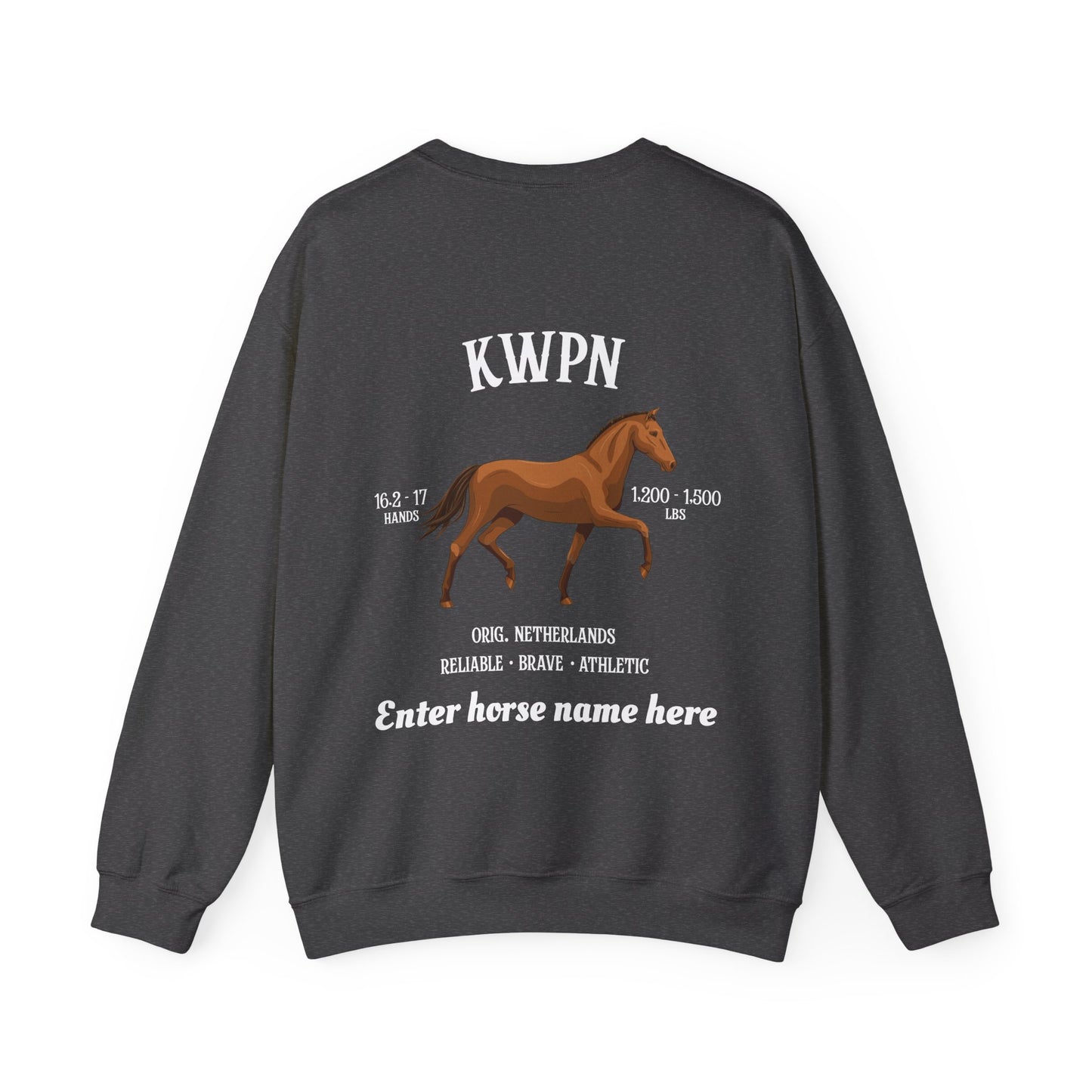 KWPN Horse Crewneck Sweatshirt — Customizable Back Design