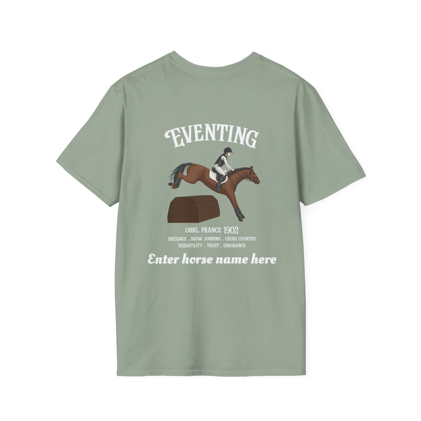 Eventing Horse Riding T-Shirt — Customizable Horse Name