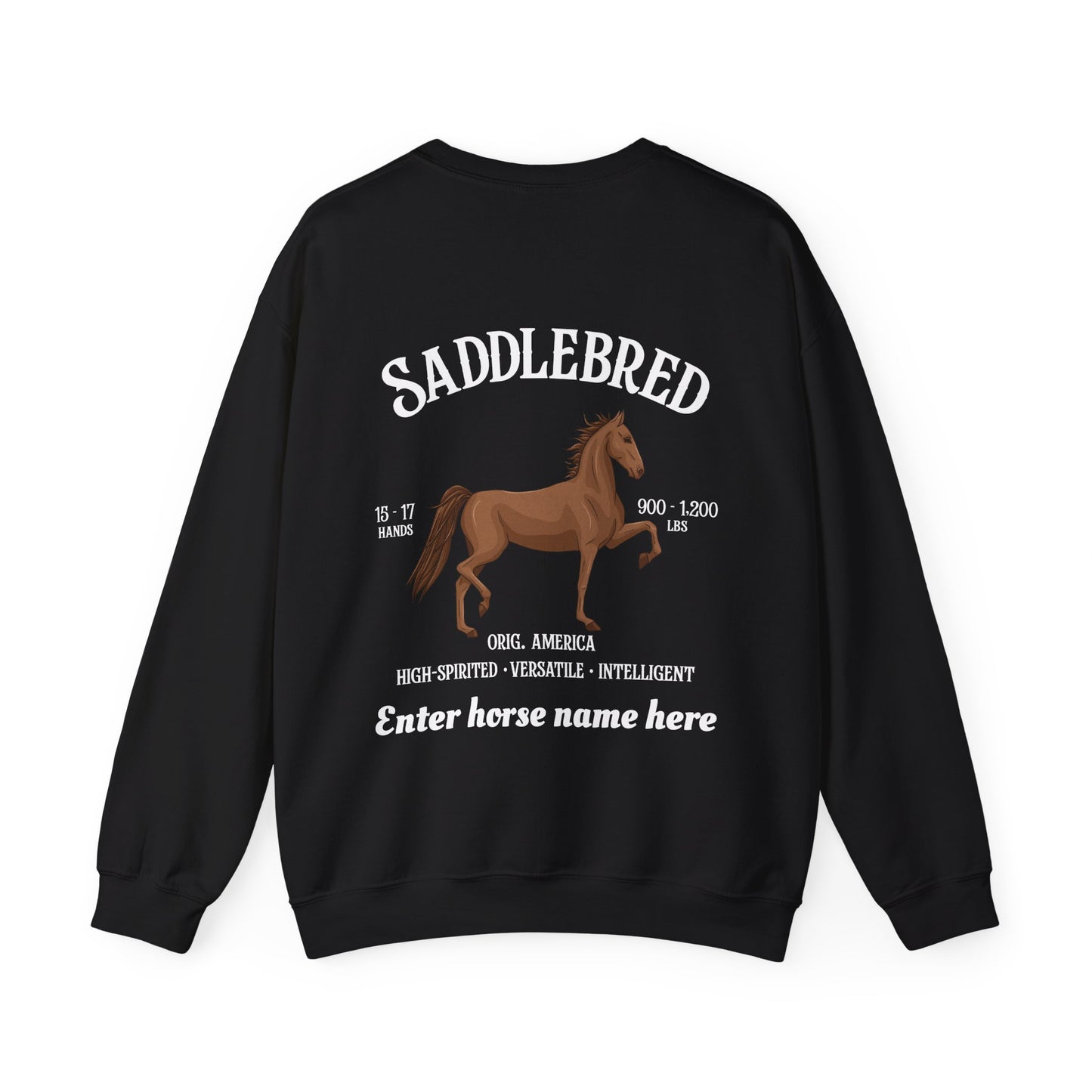 Saddlebred Horse Crewneck Sweatshirt — Customizable Equestrian Pullover