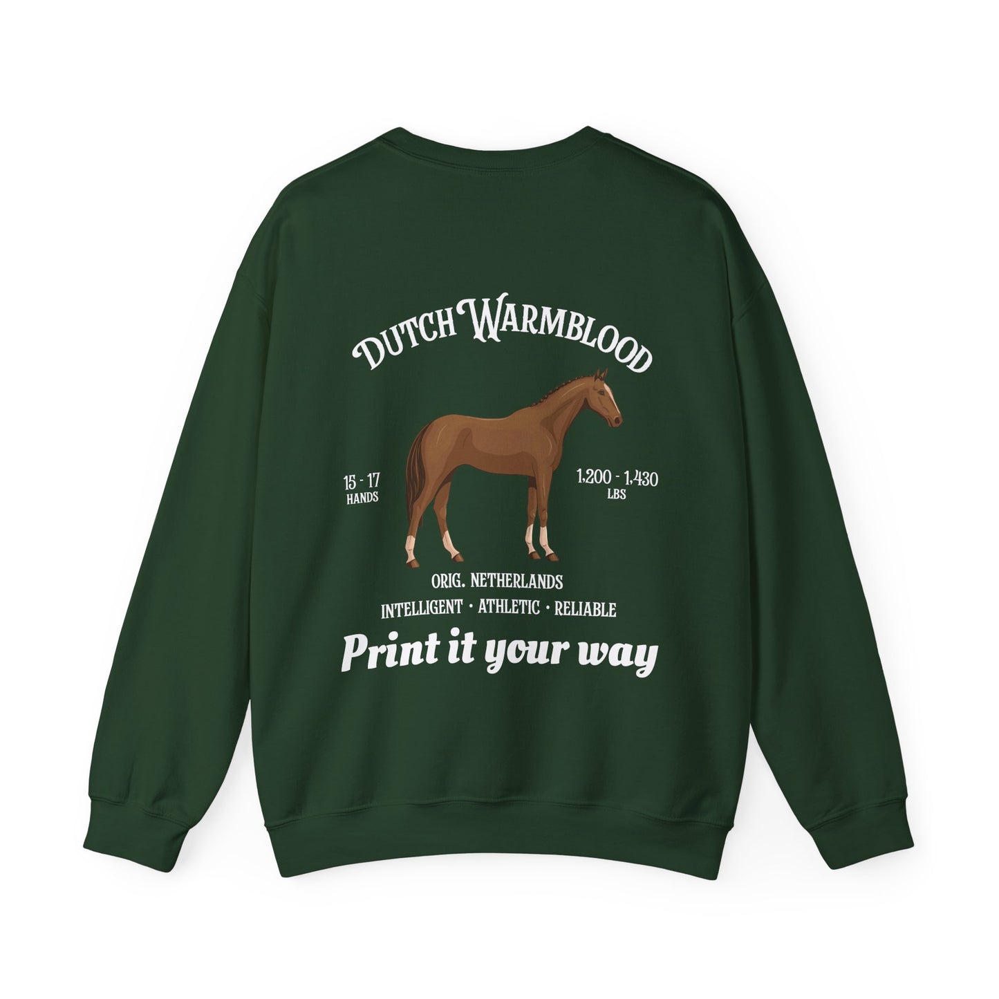 Dutch Warmblood Horse Crewneck Sweatshirt – Equestrian Breed Graphic