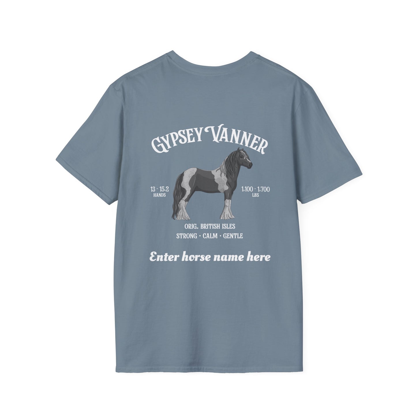 Gypsy Vanner Horse T-Shirt — Custom Name, Breed Profile Tee