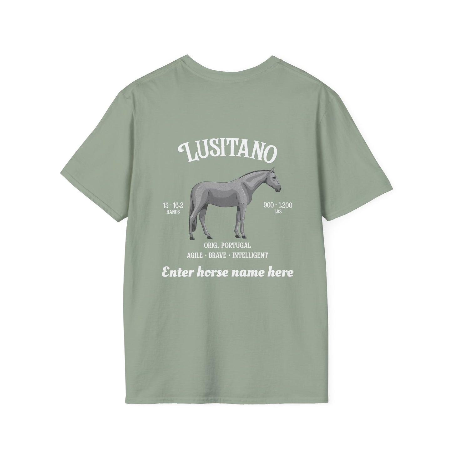 Lusitano Horse T-Shirt — Custom Name Equestrian Tee