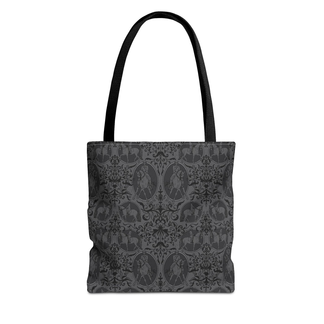 Damask Inspired Dressage Black Tote Bag