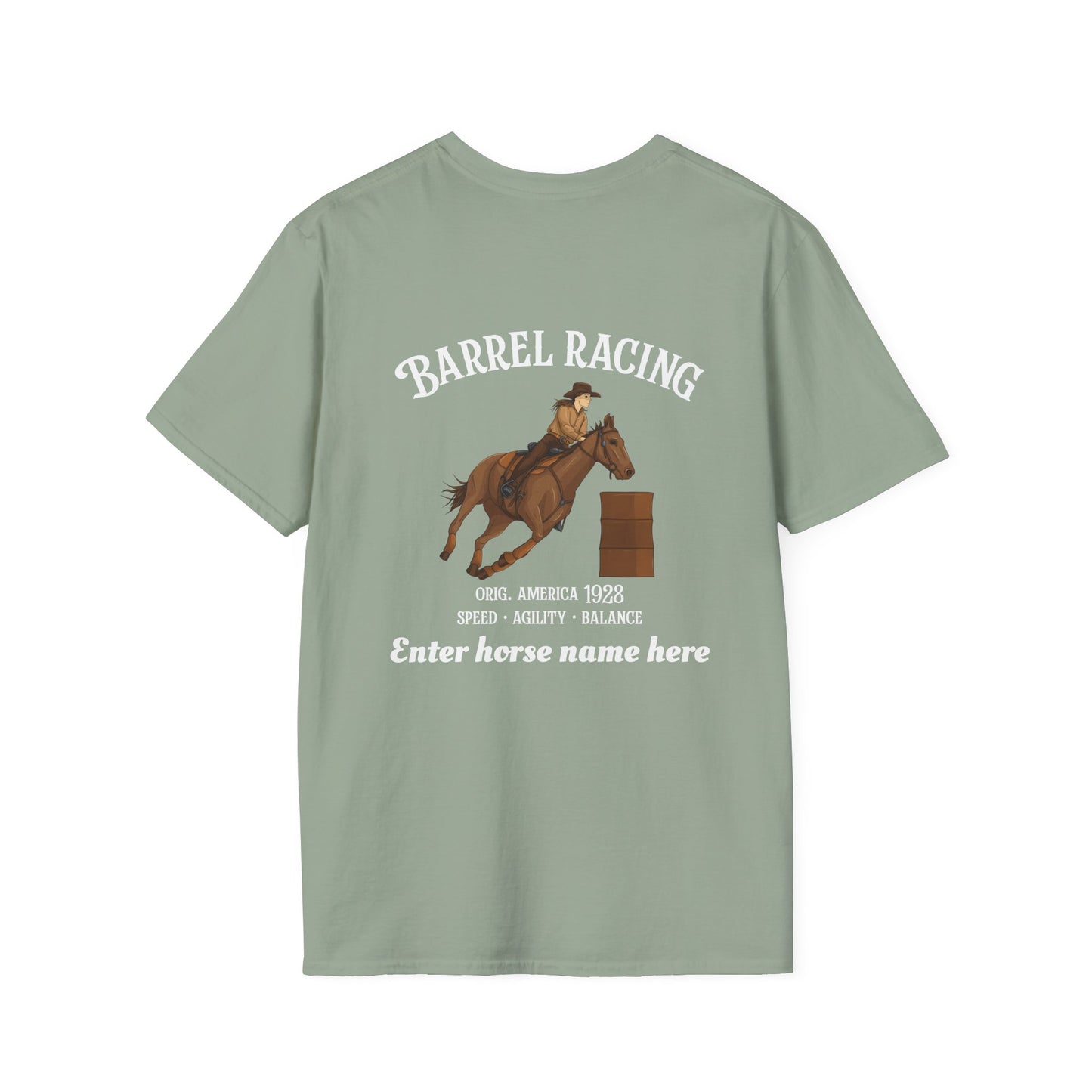 Barrel Racing Horse T-Shirt — Personalized Rodeo Tee