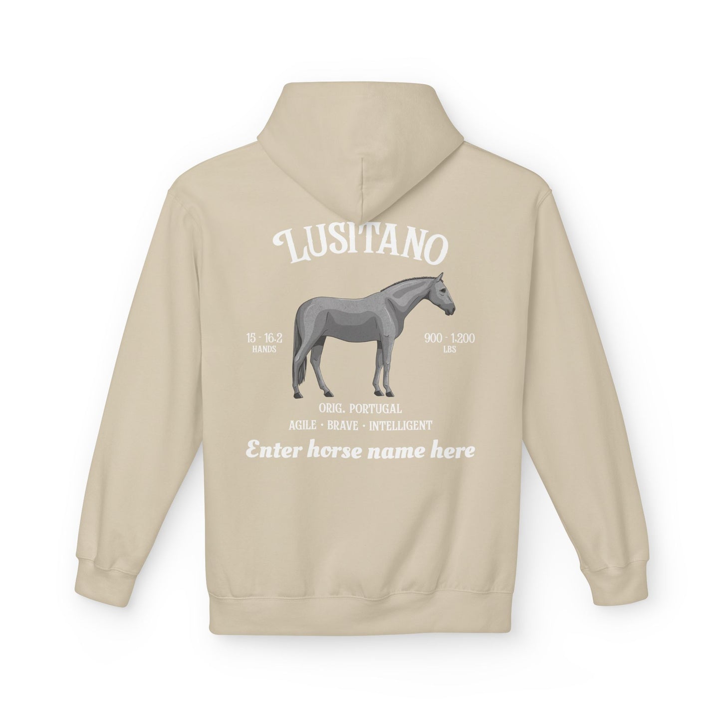 Lusitano Horse Hoodie — Custom Name Equestrian Pullover